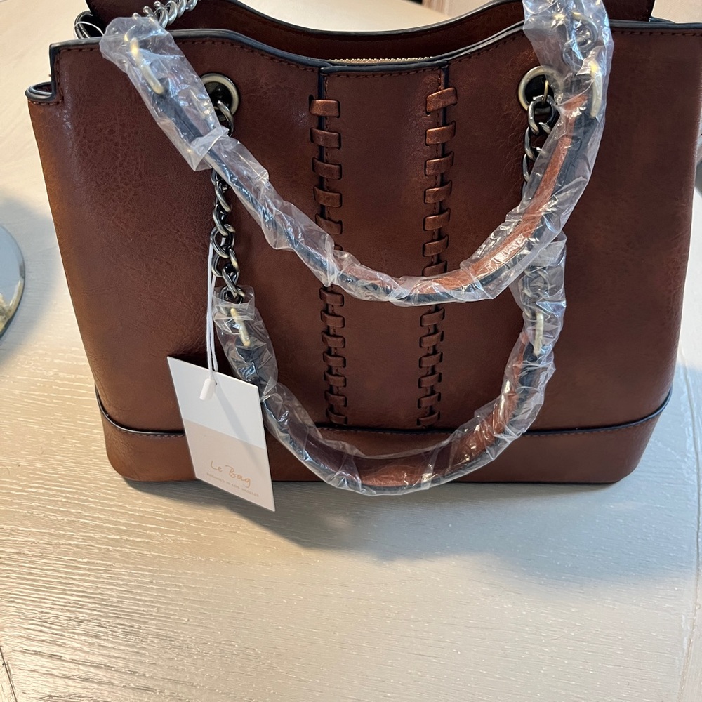 New brown vegan leather purse